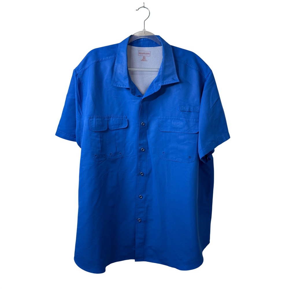 Boulder Creek Mens‎ 3XL Big Blue Short Sleeve Vented Fishing Shirt Performance